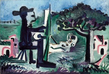 抽象的かつ装飾的 Painting - Le peintre et Son modele dans un paysage II 1963 キュビズム